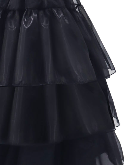 Women’s Layered Gothic Halloween Dress | Ruffle Midi Costume Set