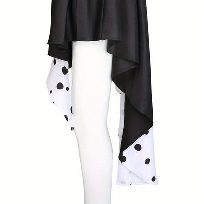Women’s Dalmatian Halloween Dress | Hooded Asymmetrical Costume Gown