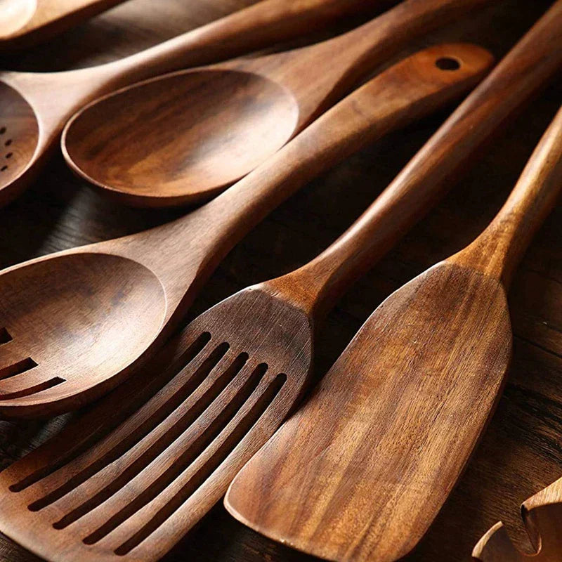 TeakCraft – Premium Teak Wood Utensil Set for Everyday Cooking