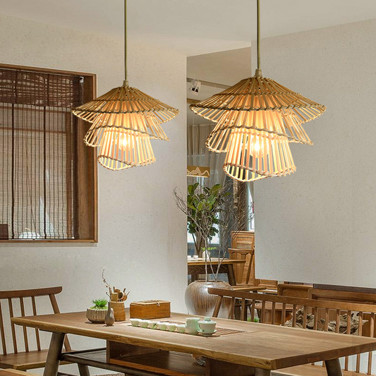 Woodhaven | Rattan Wooden Hanging Lamp with Modern Simplicity
