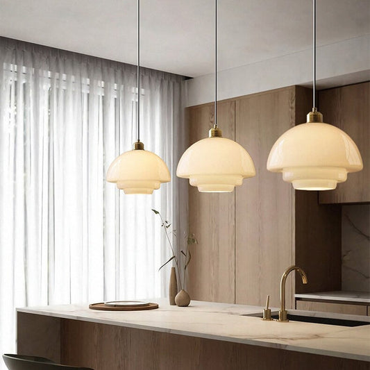 MilkGlass Glow – Soft Ivory Glass Pendant for Serene Ambiance